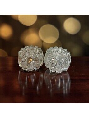 Princess House Reversible Ribbed Crystal Candle Holders Vintage 1970's Set of 2